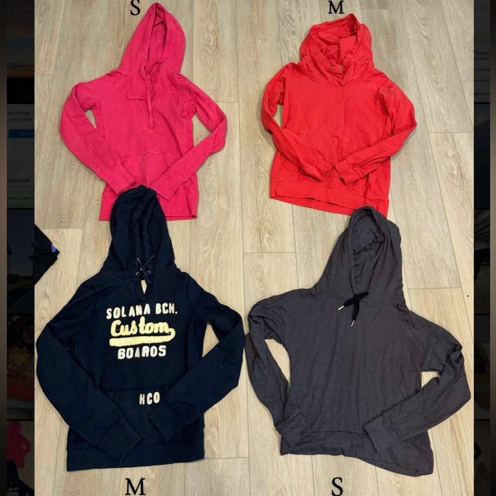 Set of Four Hoodies in Pink, Red, Black, and Gray